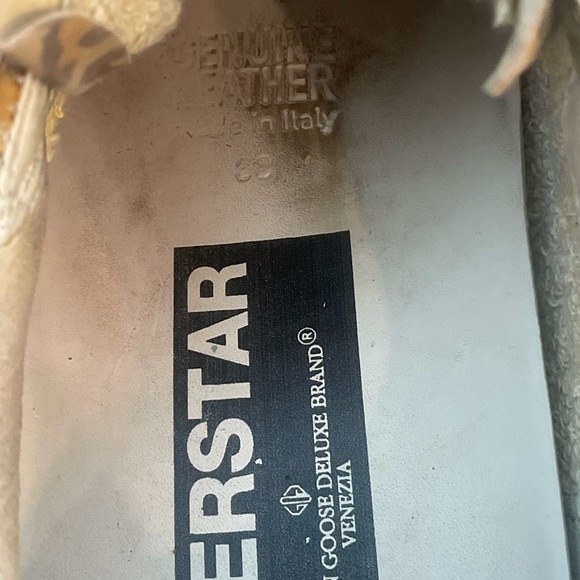 GOLDEN GOOSE SUPERSTAR SNEAKERS LEOPARD SUEDE & RED GLITTER STAR - Picture 11 of 14